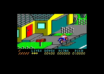 Paperboy (UK) (1987) (Trainer) screen shot game playing